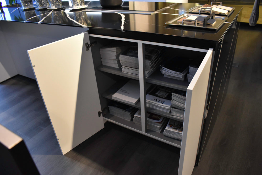 Poggenpohl Segmento Y Modern Black and White Kitchen with Wolf & Miele Appliances