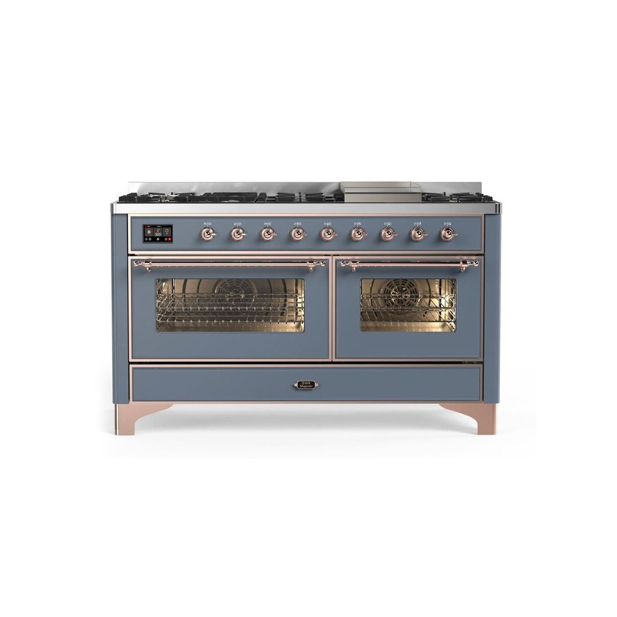 Ilve Majestic UM15FDNS3BGP 60" Blue Grey & Copper Dual Fuel Range