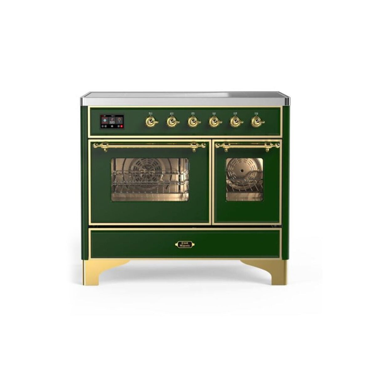 Ilve Majestic UMDI10NS3 40" Emerald Green & Brass Induction Range