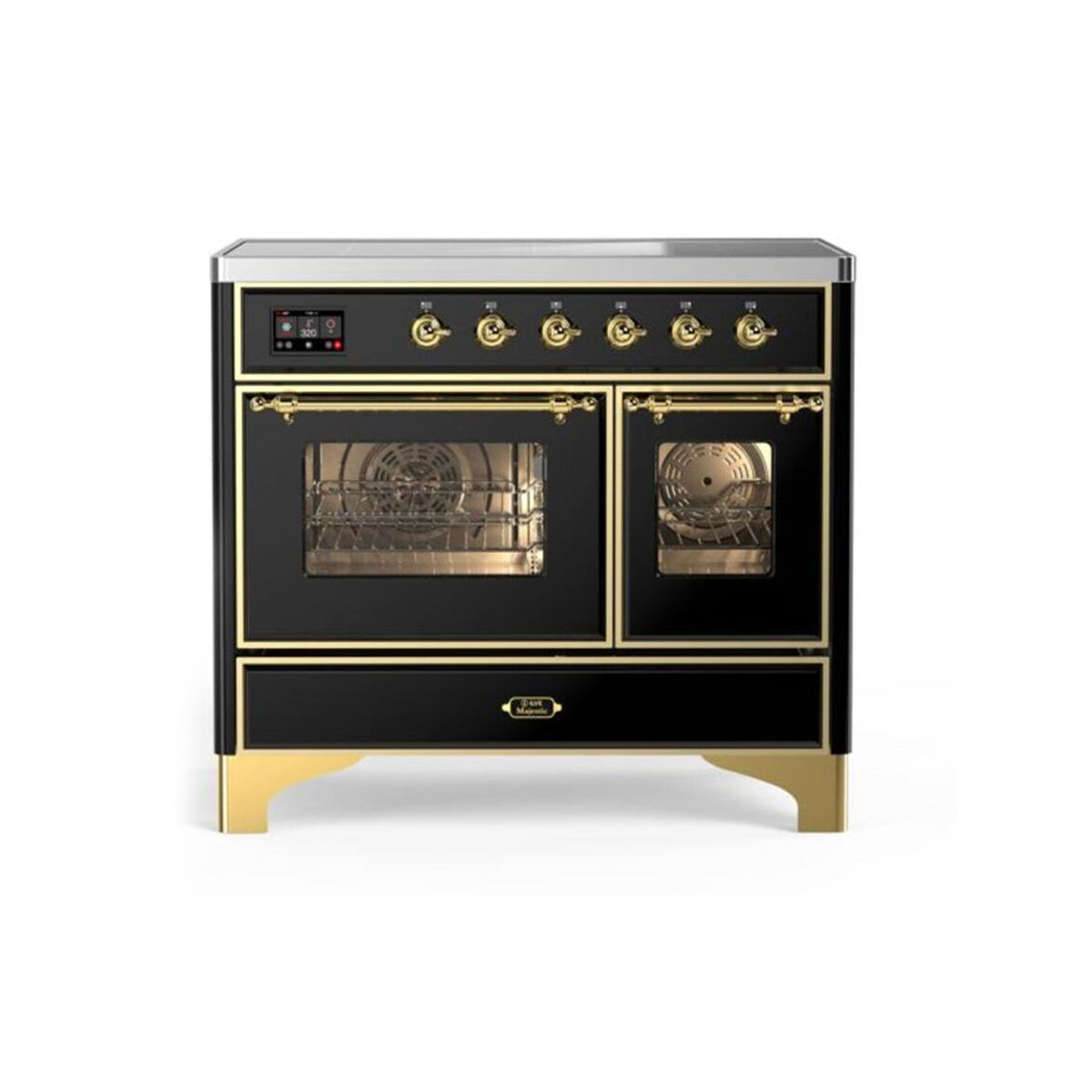Ilve Majestic II UMDI10NS3BKG 40" Glossy Black & Brass Induction Range