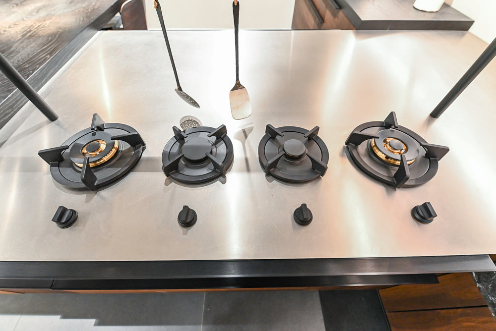 Cesar Modern Dark Wood Tone Kitchen with Black Wood Veneer Countertops and Custom Marble Sink