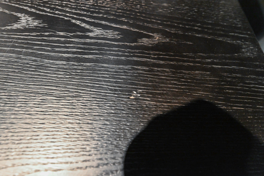 Cesar Modern Dark Wood Tone Kitchen with Black Wood Veneer Countertops and Custom Marble Sink