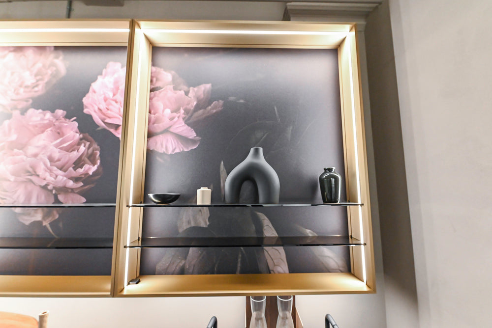 Cesar Modern Dark Wood Tone Kitchen with Black Wood Veneer Countertops and Custom Marble Sink