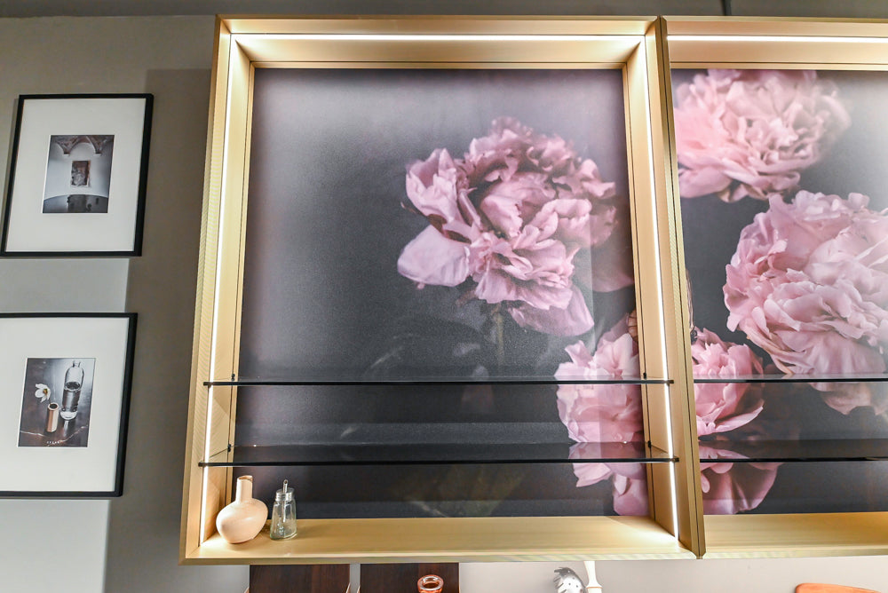 Cesar Modern Dark Wood Tone Kitchen with Black Wood Veneer Countertops and Custom Marble Sink