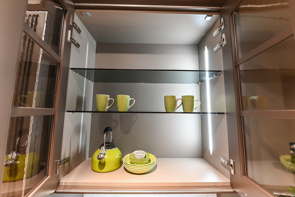 Cesar Traditional Classic Brown Cooking Station with Wolf Rangetop and Caesarstone Countertops