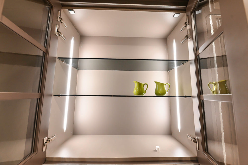 Cesar Traditional Classic Brown Cooking Station with Wolf Rangetop and Caesarstone Countertops