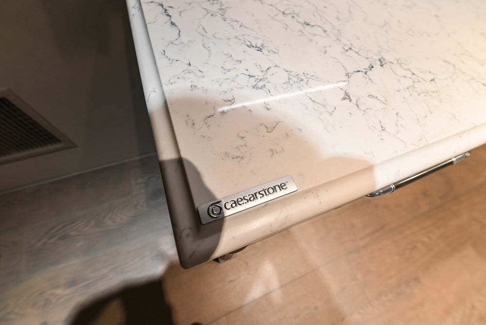 Cesar Traditional Classic Brown Cooking Station with Wolf Rangetop and Caesarstone Countertops