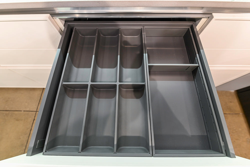 Modern White Matte & Glossy Dry Bar with Island and Dekton Countertops