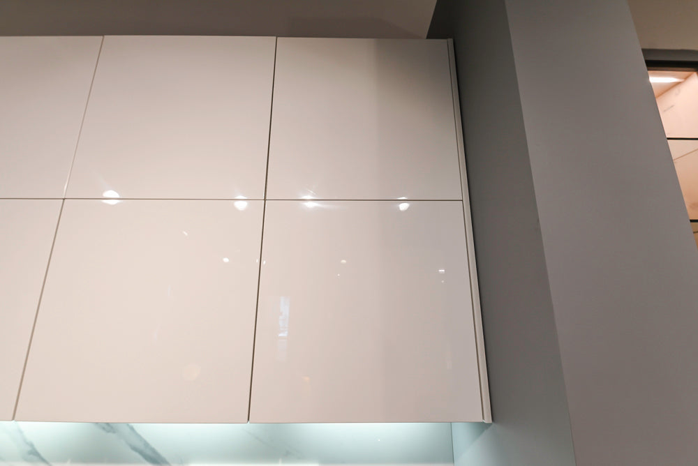 Modern White Matte & Glossy Dry Bar with Island and Dekton Countertops