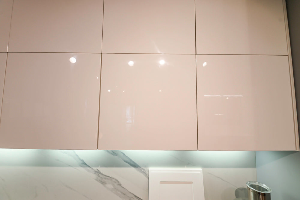 Modern White Matte & Glossy Dry Bar with Island and Dekton Countertops