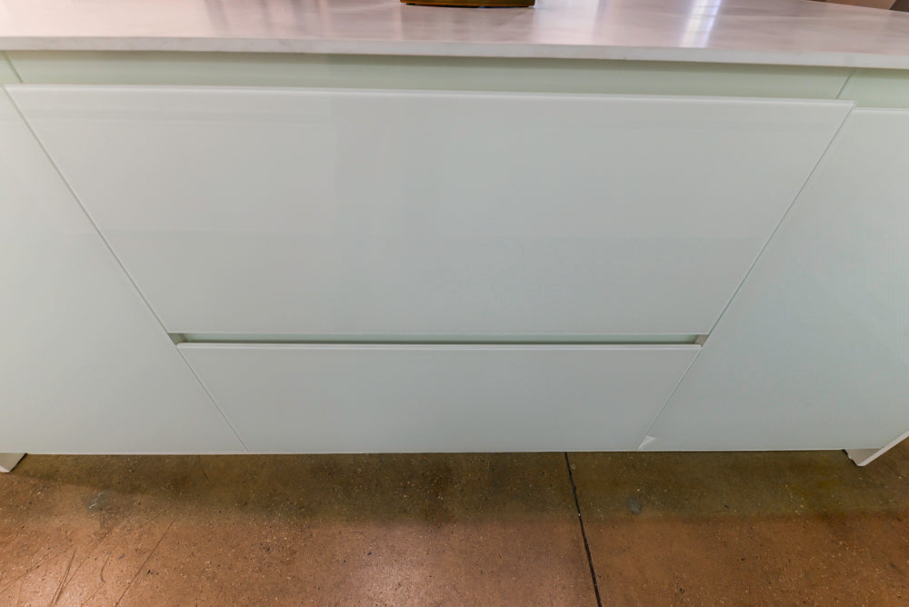 Modern White Matte & Glossy Dry Bar with Island and Dekton Countertops