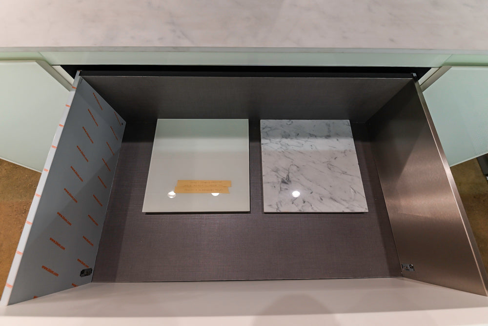 Modern White Matte & Glossy Dry Bar with Island and Dekton Countertops