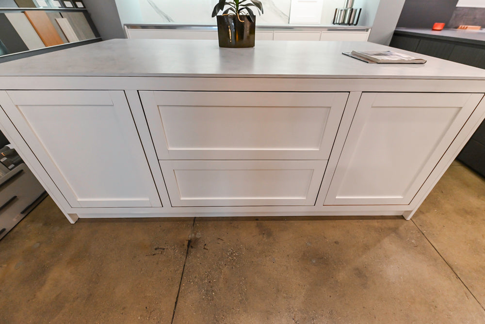 Modern White Matte & Glossy Dry Bar with Island and Dekton Countertops