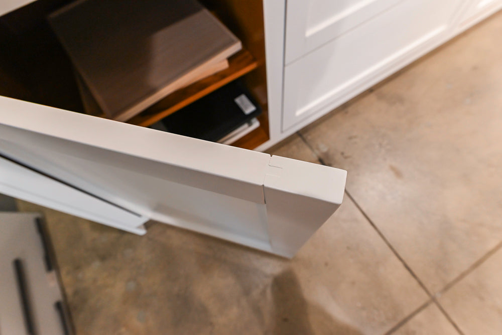 Modern White Matte & Glossy Dry Bar with Island and Dekton Countertops