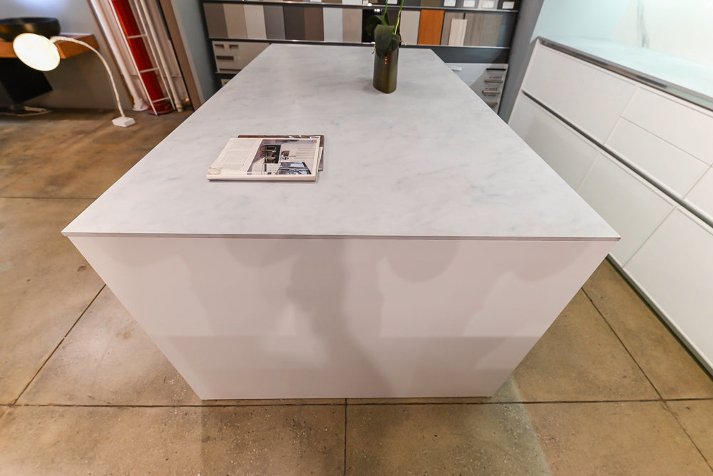 Modern White Matte & Glossy Dry Bar with Island and Dekton Countertops