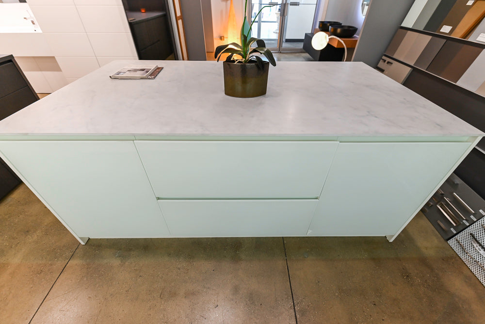 Modern White Matte & Glossy Dry Bar with Island and Dekton Countertops