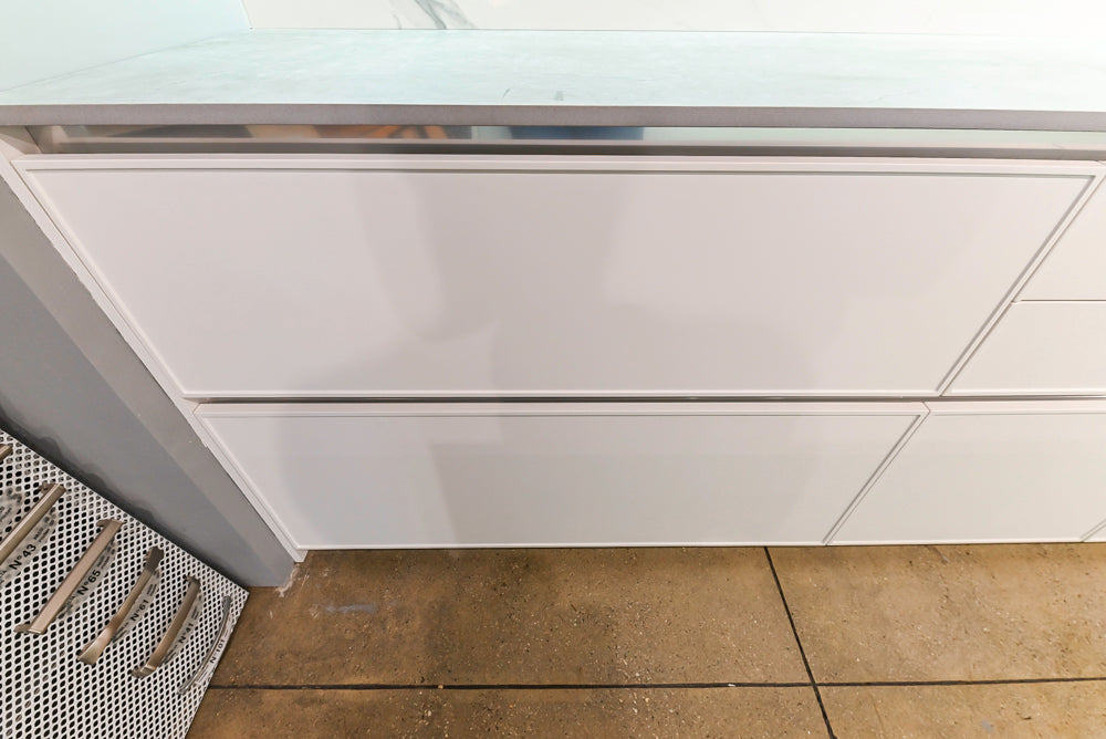 Modern White Matte & Glossy Dry Bar with Island and Dekton Countertops