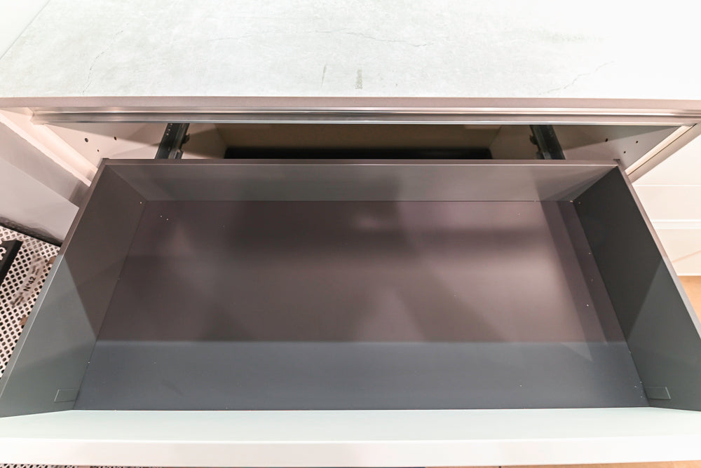 Modern White Matte & Glossy Dry Bar with Island and Dekton Countertops