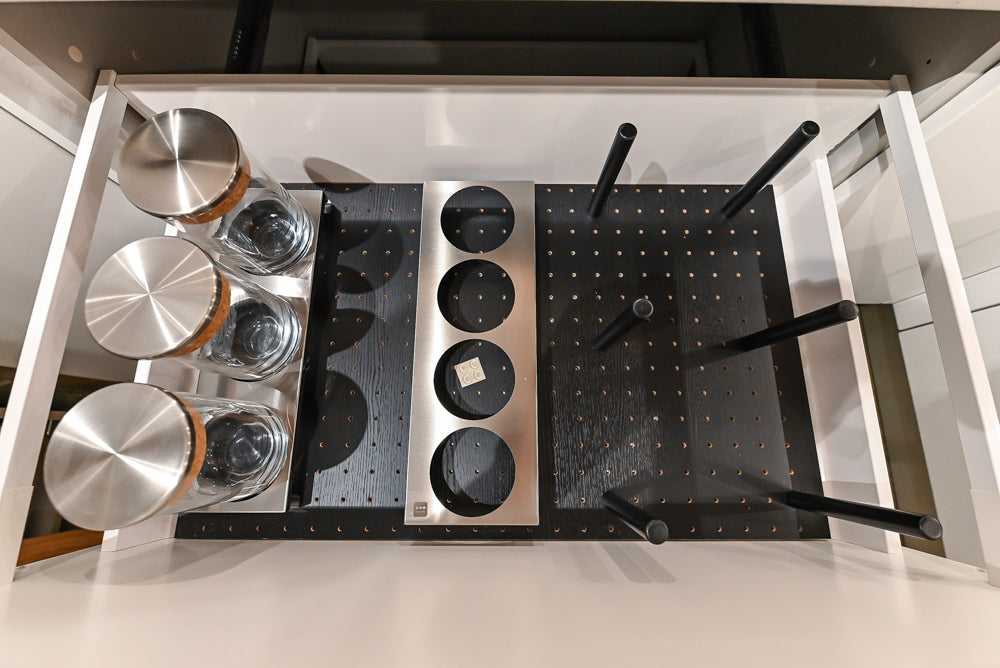 Lyon's Modern White and Natural Wood Toned Kitchenette with Silestone Countertops