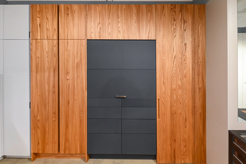 Modern Natural Wood Toned Hideaway Door Pantry