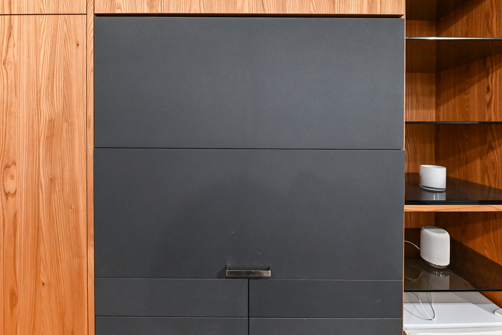 Modern Natural Wood Toned Hideaway Door Pantry