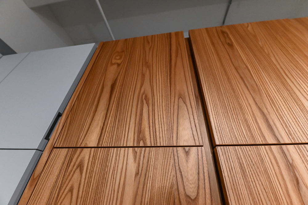 Modern Natural Wood Toned Hideaway Door Pantry