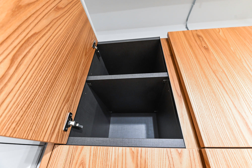Modern Natural Wood Toned Hideaway Door Pantry