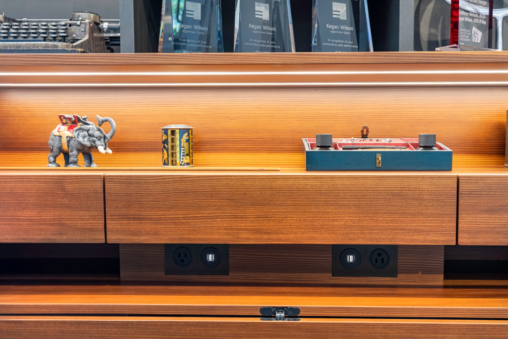 eggersmann USA Schmalenbach Modern Larch Smoked Veneer with Grey Parsol Glass Entertainment System