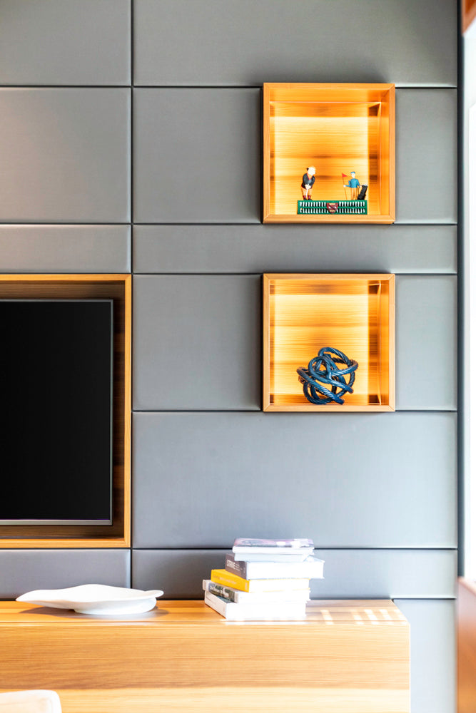 eggersmann USA Schmalenbach Modern Larch Smoked Veneer with Grey Parsol Glass Entertainment System