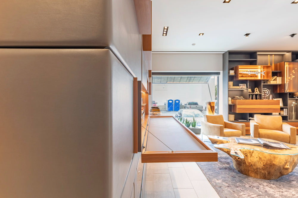 Eggersmann Schmalenbach Modern Larch Smoked Veneer with Grey Parsol Glass Entertainment System