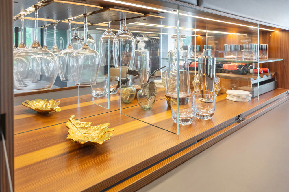 Eggersmann Schmalenbach Modern Larch Smoked Veneer with Grey Parsol Glass Entertainment System