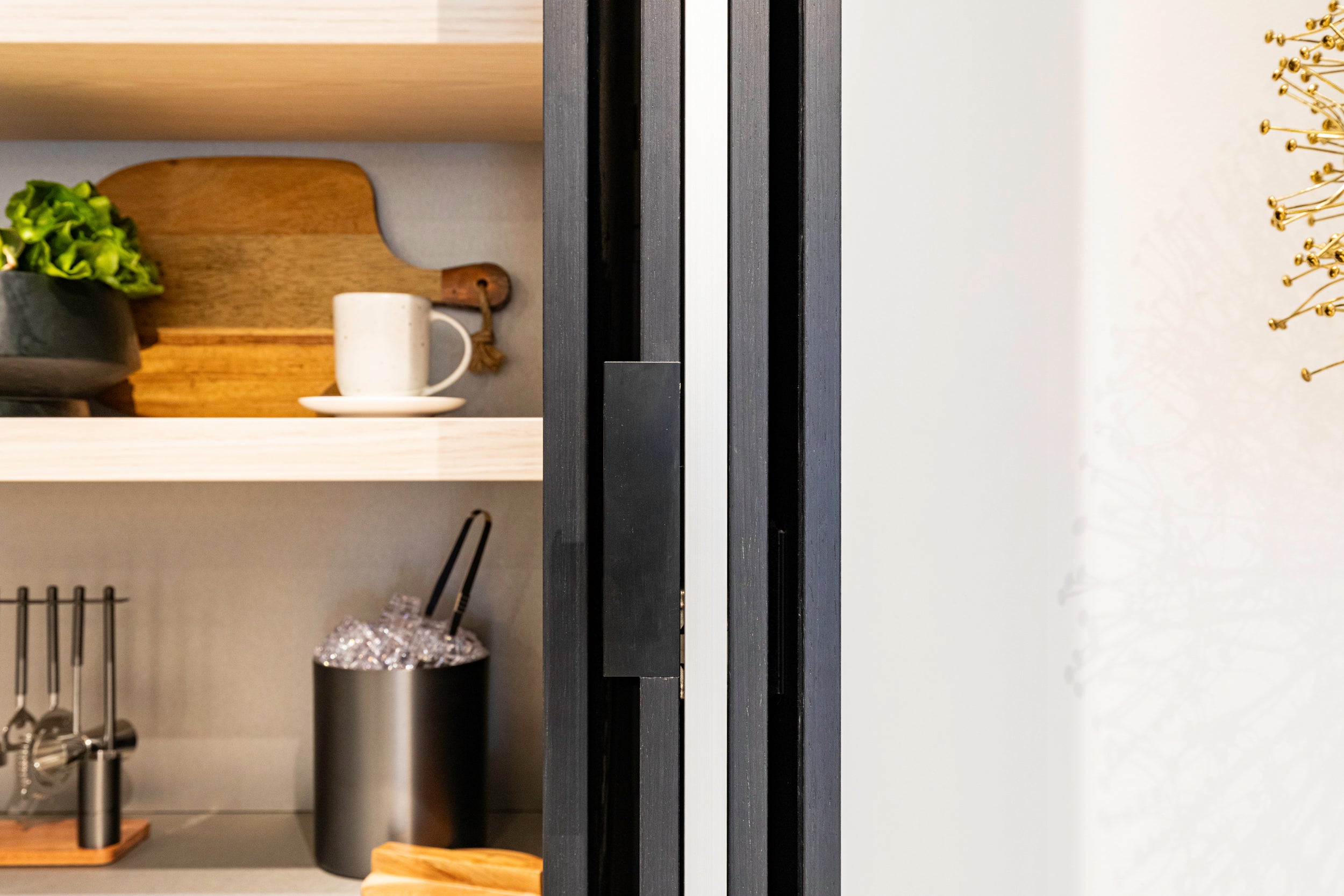 eggersmann E-Line Graphite Black Bi-Fold Pocket Door Pantry Wall