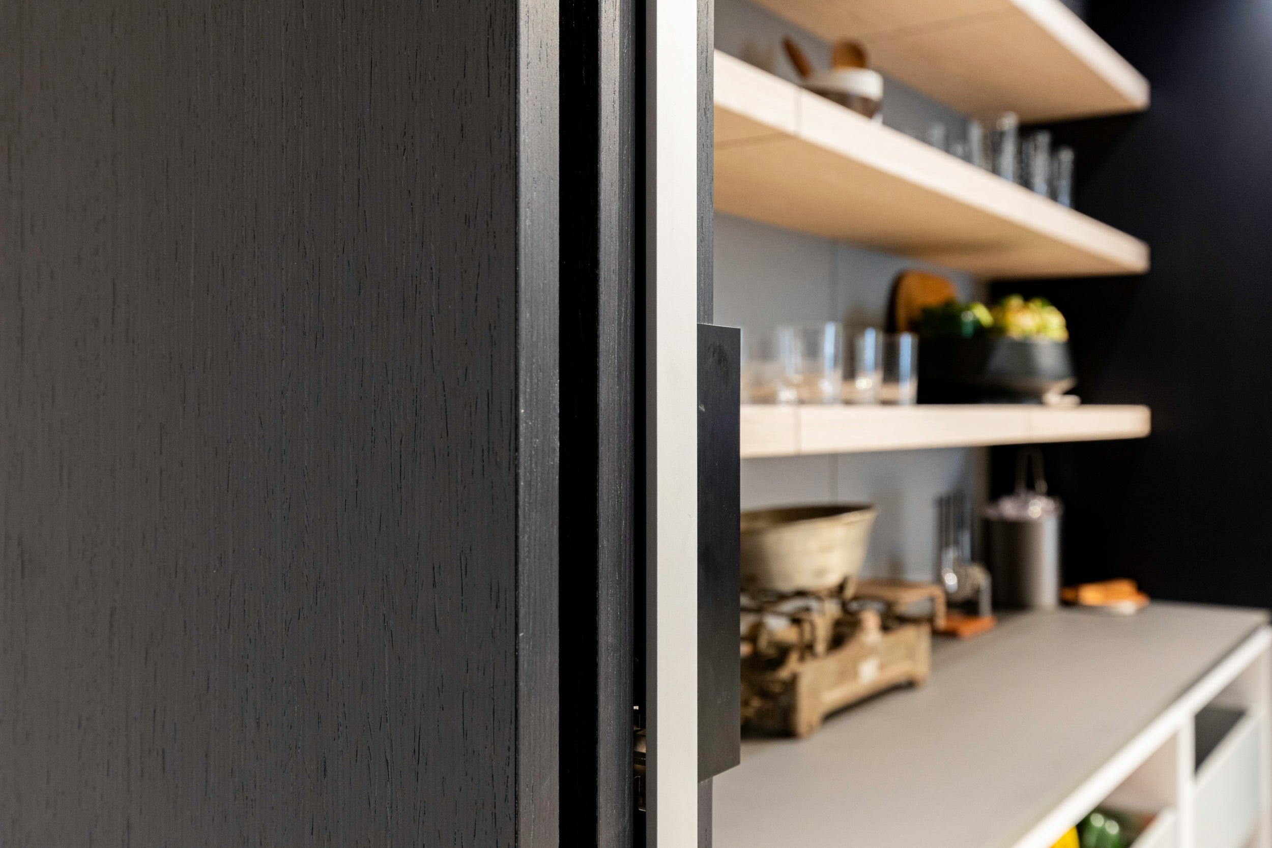 eggersmann E-Line Graphite Black Bi-Fold Pocket Door Pantry Wall