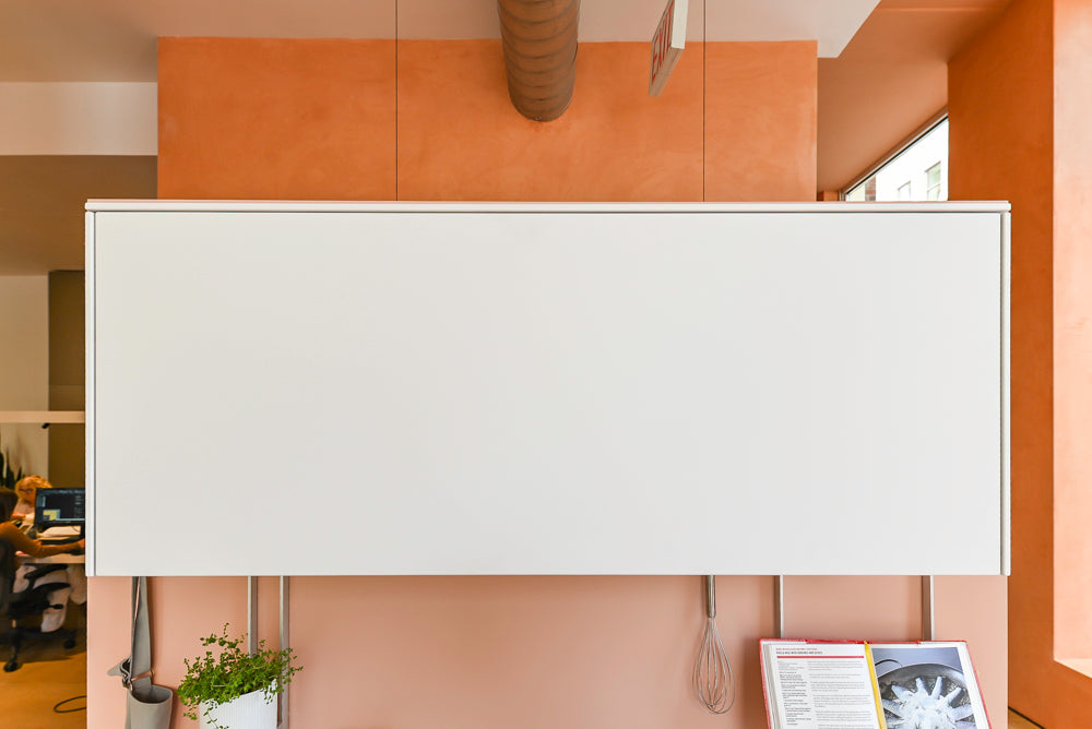 Bulthaup Modern White & Peach Cooking Station with Stone Countertop and 15" Gaggenau Cooktop, Showroom Display
