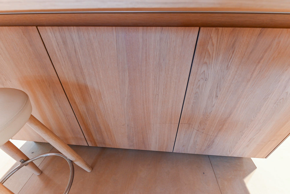 Bulthaup Modern Light Wood Veneer Paneled & Stainless Steel Top Island