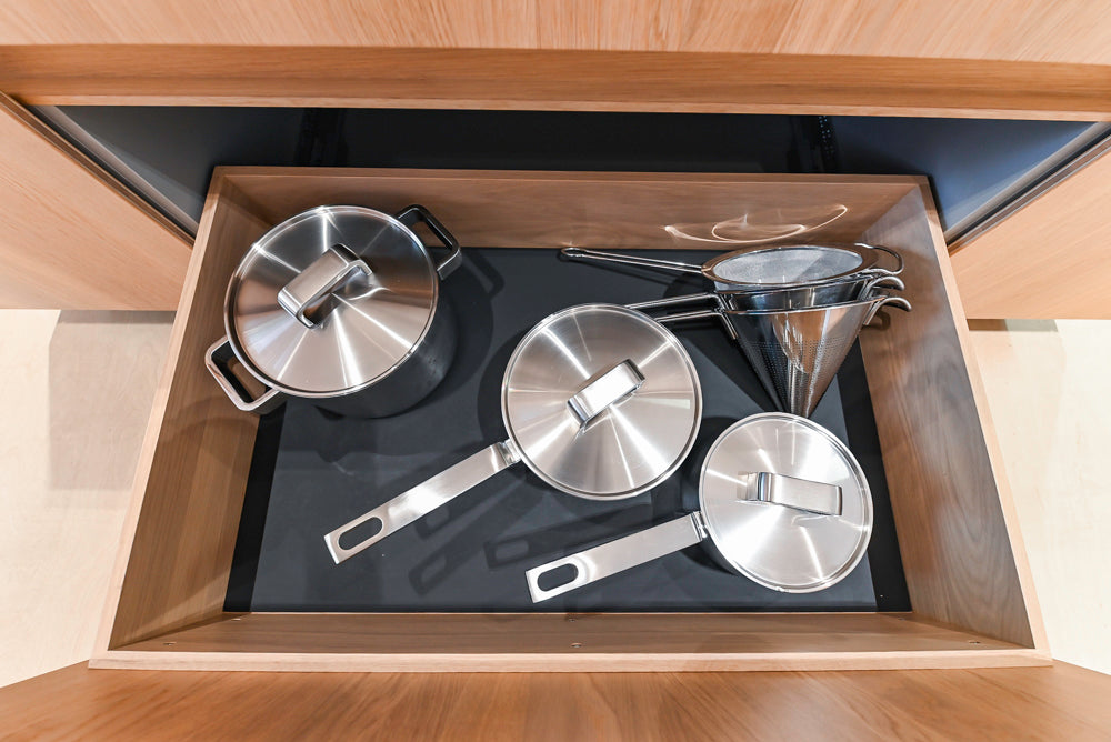 Bulthaup Modern Light Wood Veneer Paneled & Stainless Steel Top Island