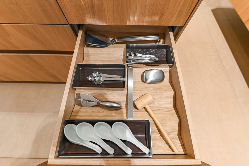 Bulthaup Modern Light Wood Veneer Paneled & Stainless Steel Top Island