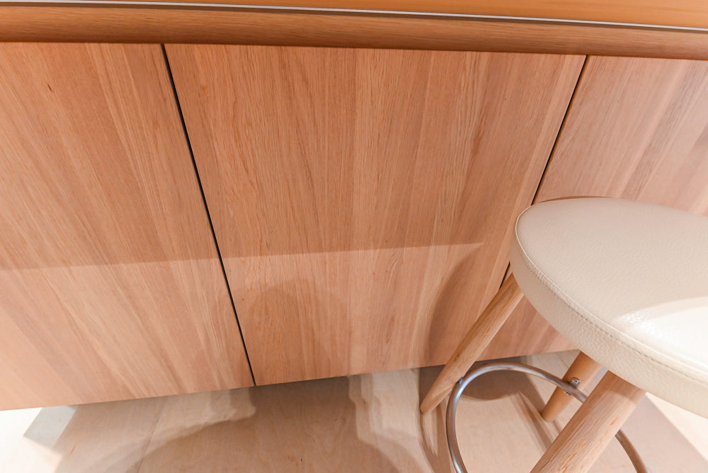 Bulthaup Modern Light Wood Veneer Paneled & Stainless Steel Top Island