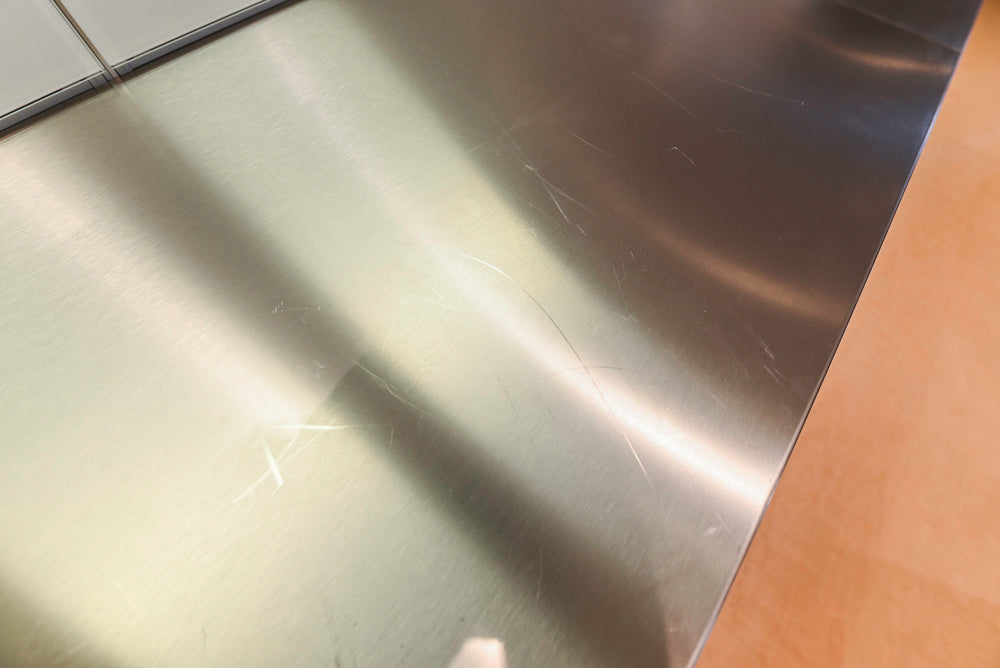 Bulthaup Modern Light Wood Veneer Paneled & Stainless Steel Top Island