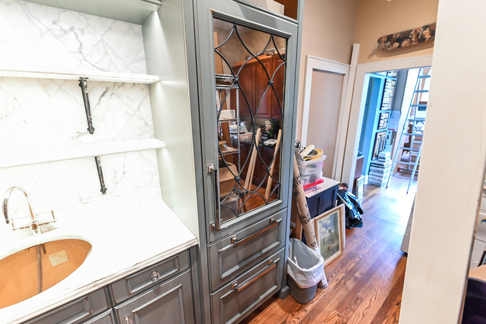Executive Cabinetry Traditional Grey Walnut Kitchen with Marble Countertops & Appliances