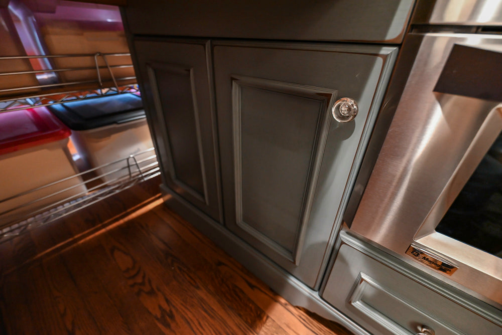 Executive Cabinetry Traditional Grey Walnut Kitchen with Marble Countertops & Appliances