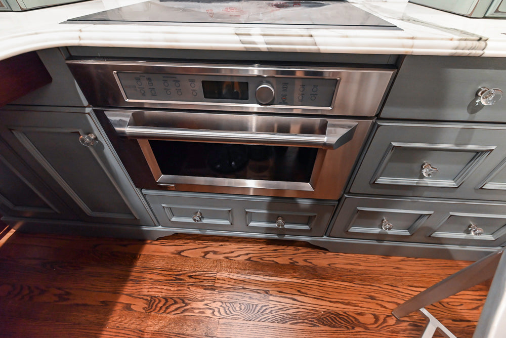 Executive Cabinetry Traditional Grey Walnut Kitchen with Marble Countertops & Appliances