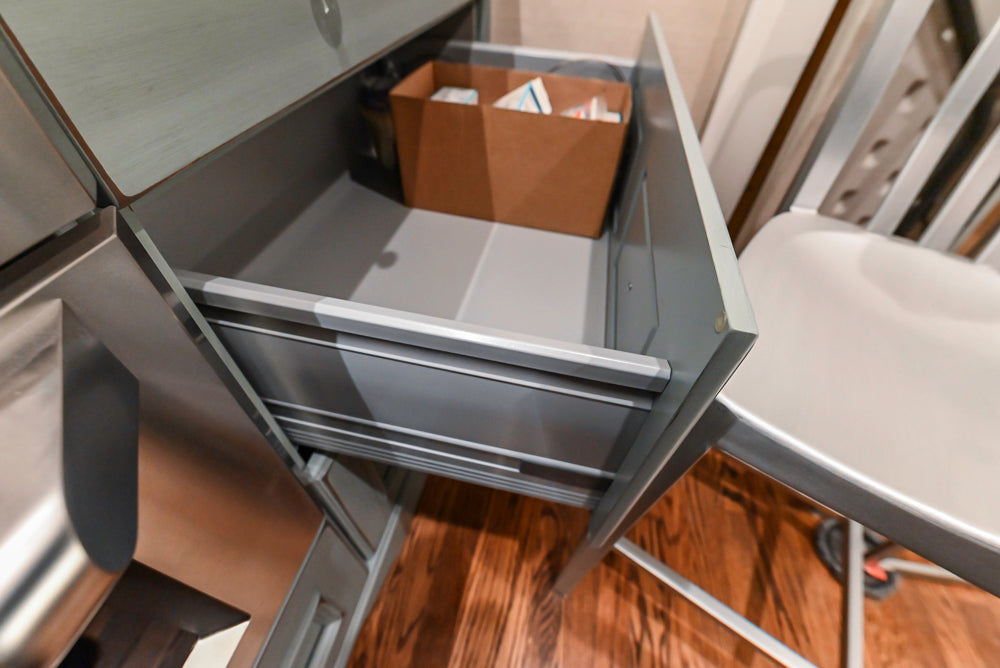 Executive Cabinetry Traditional Grey Walnut Kitchen with Marble Countertops & Appliances