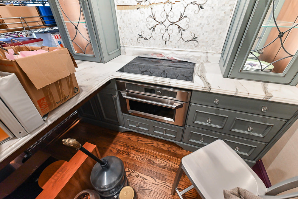 Executive Cabinetry Traditional Grey Walnut Kitchen with Marble Countertops & Appliances