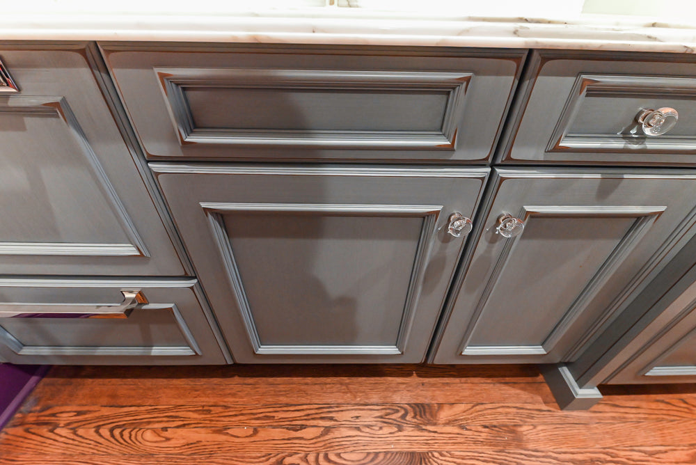 Executive Cabinetry Traditional Grey Walnut Kitchen with Marble Countertops & Appliances