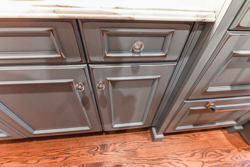 Executive Cabinetry Traditional Grey Walnut Kitchen with Marble Countertops & Appliances