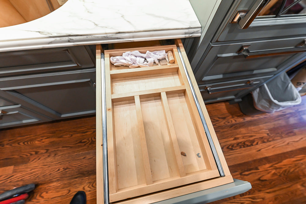 Executive Cabinetry Traditional Grey Walnut Kitchen with Marble Countertops & Appliances