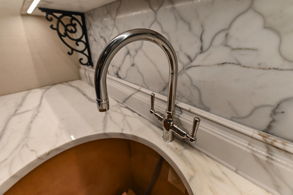 Executive Cabinetry Traditional Grey Walnut Kitchen with Marble Countertops & Appliances