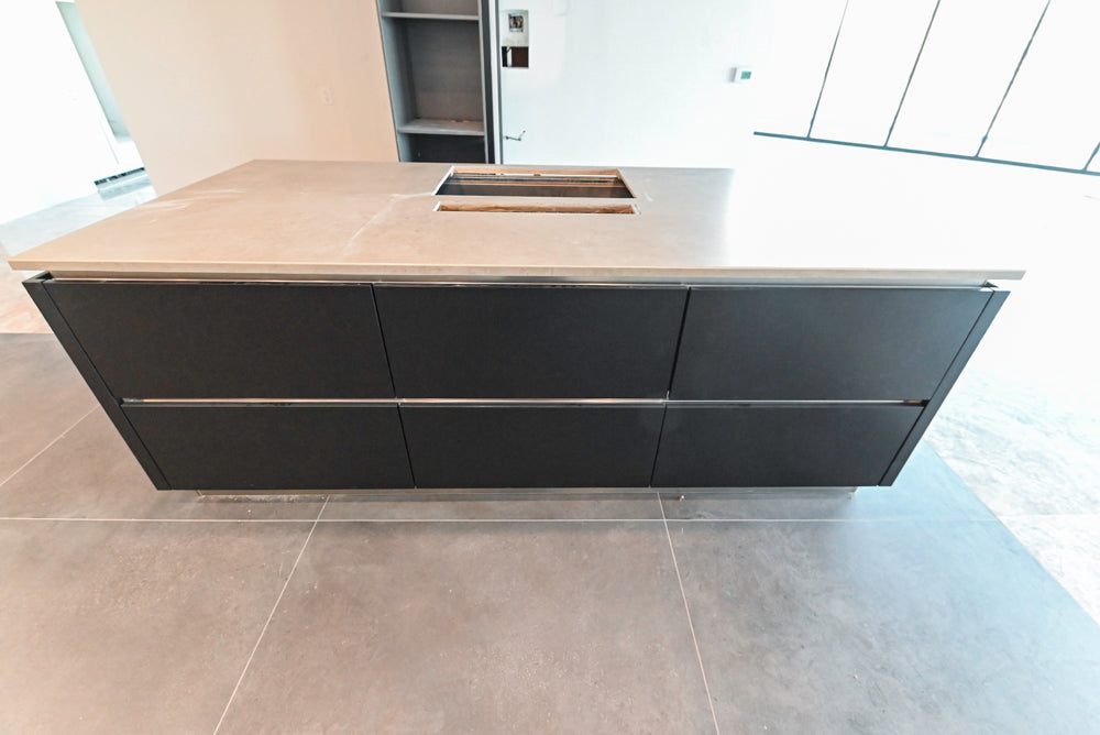 Häcker Modern Matte Black Island with Integrated Storage