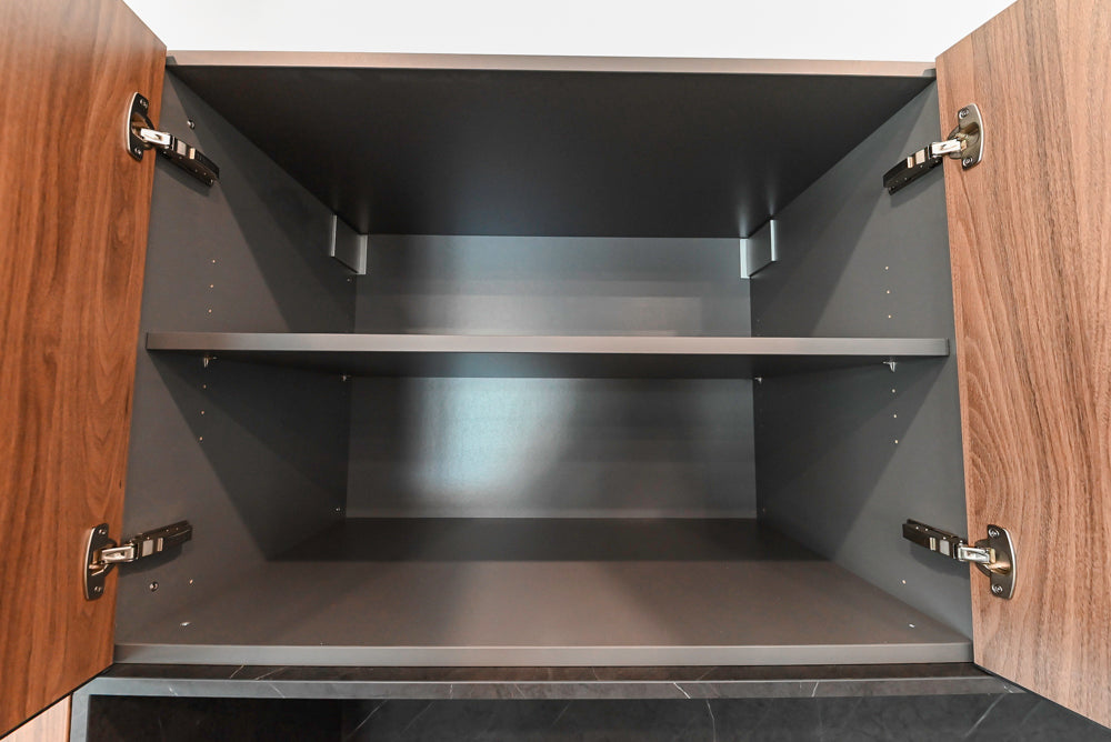 Häcker Modern Wood-Look Paneled Built-In Dry Bar Wall Unit with Storage